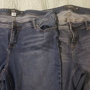 Torrid Jeans, 2 pr, stretch denim